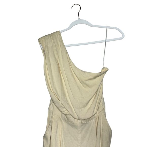 Free People Avery Jumpsuit Size 4 Washed Out Cream One Shoulder New - Picture 3 of 11